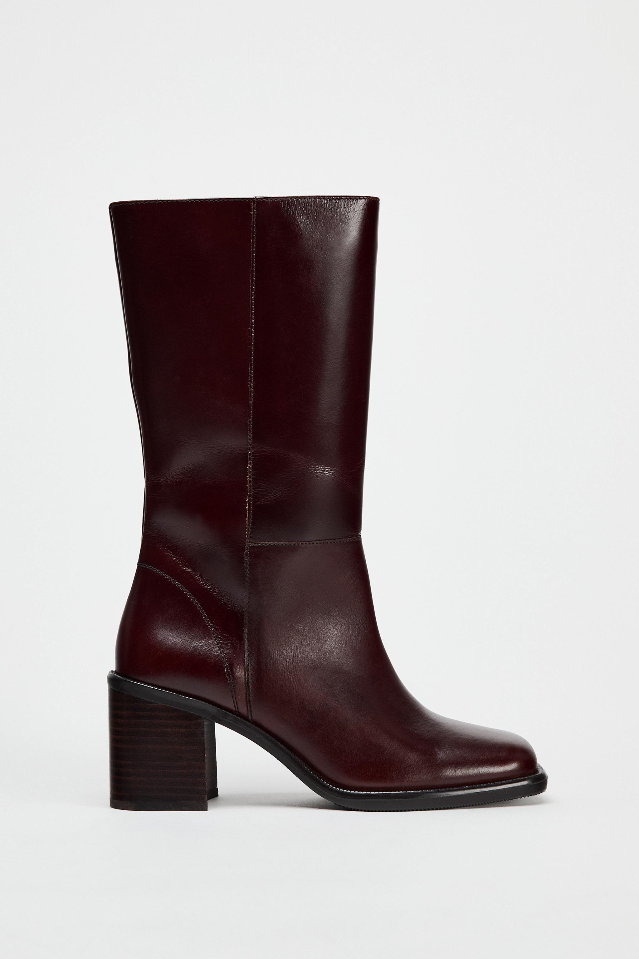 LEATHER ANKLE BOOTS WITH SQUARE TOE