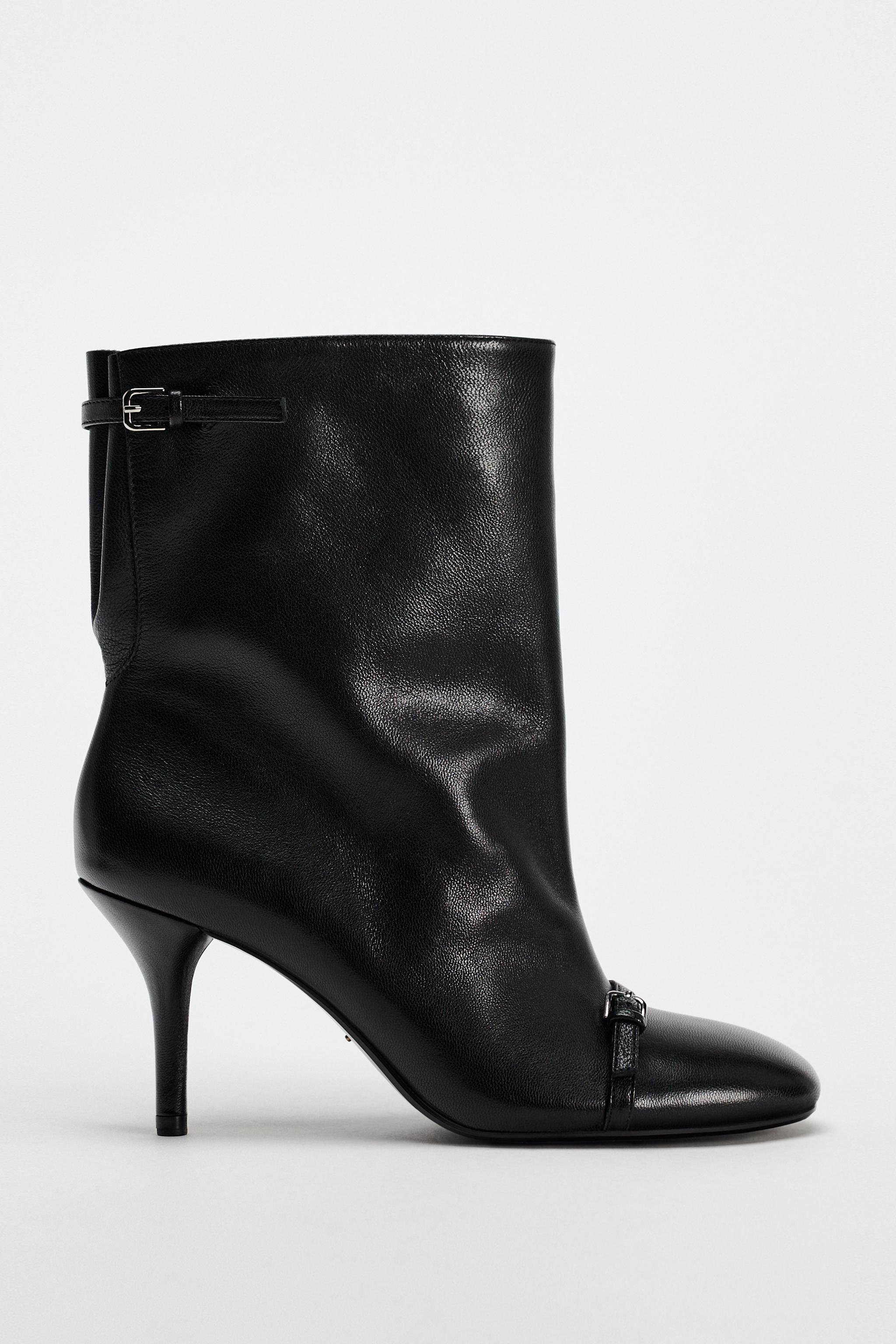 LEATHER ANKLE BOOTS WITH ROUNDED TOE