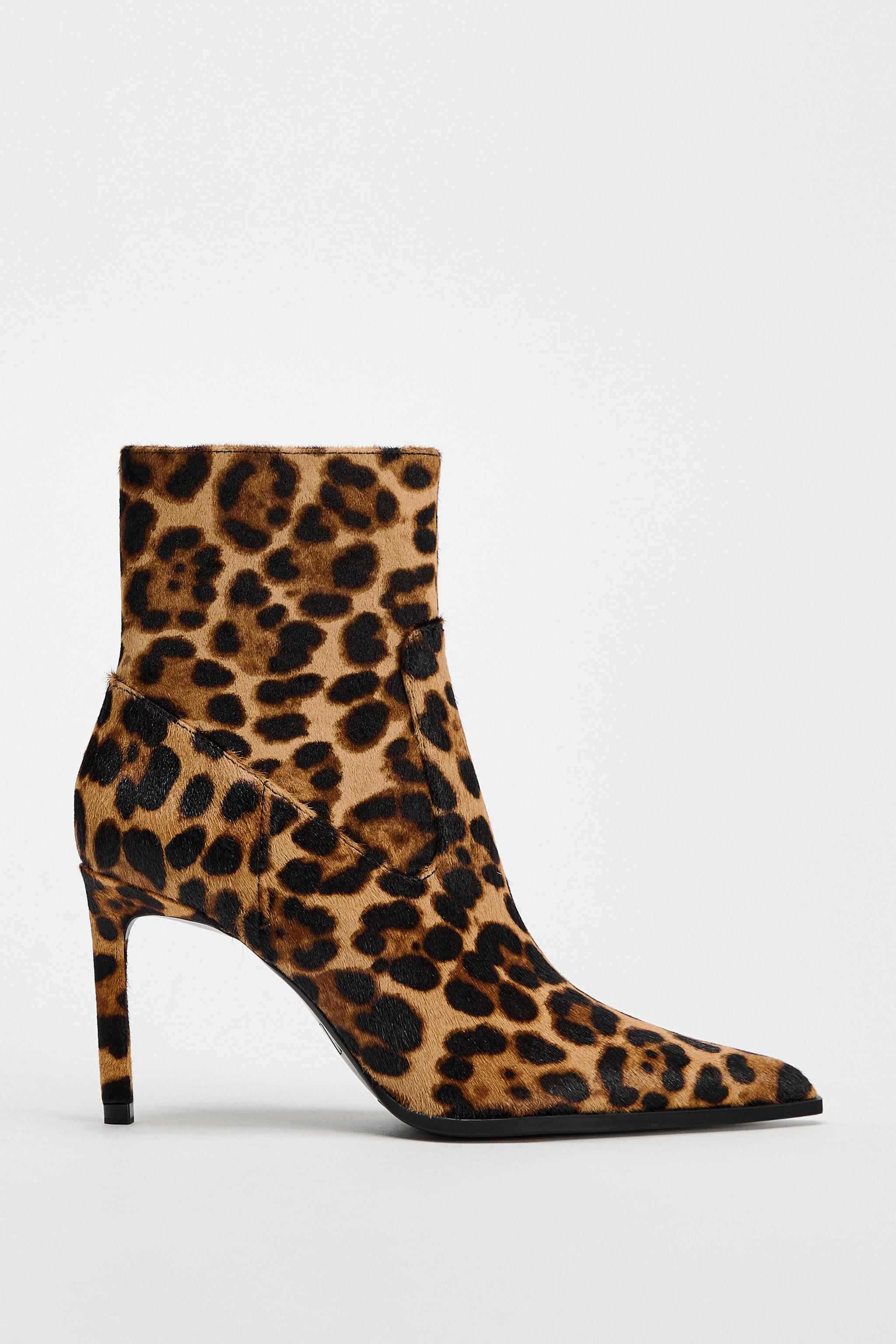 ANIMAL PRINT LEATHER ANKLE BOOTS