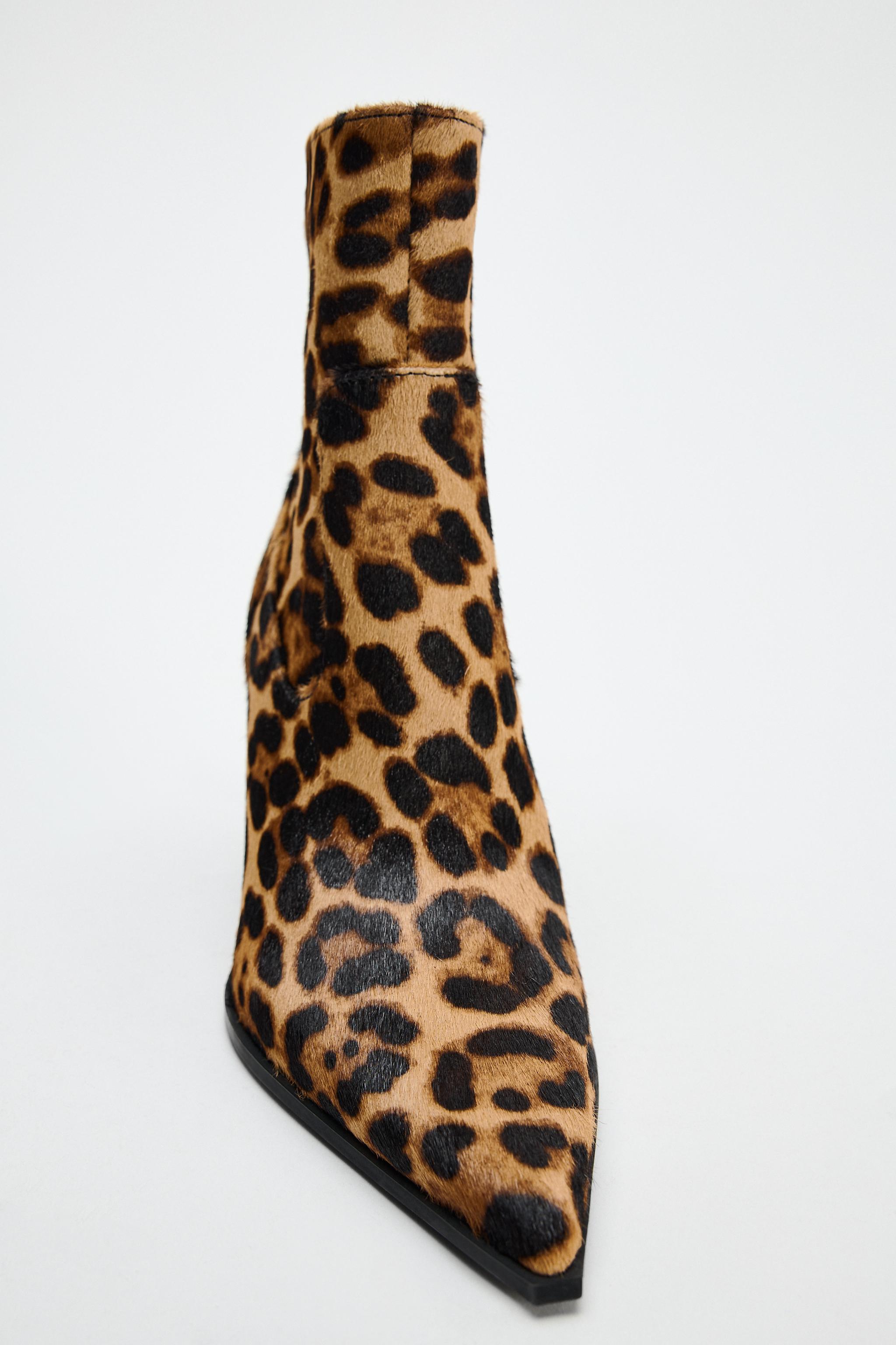 ANIMAL PRINT LEATHER ANKLE BOOTS