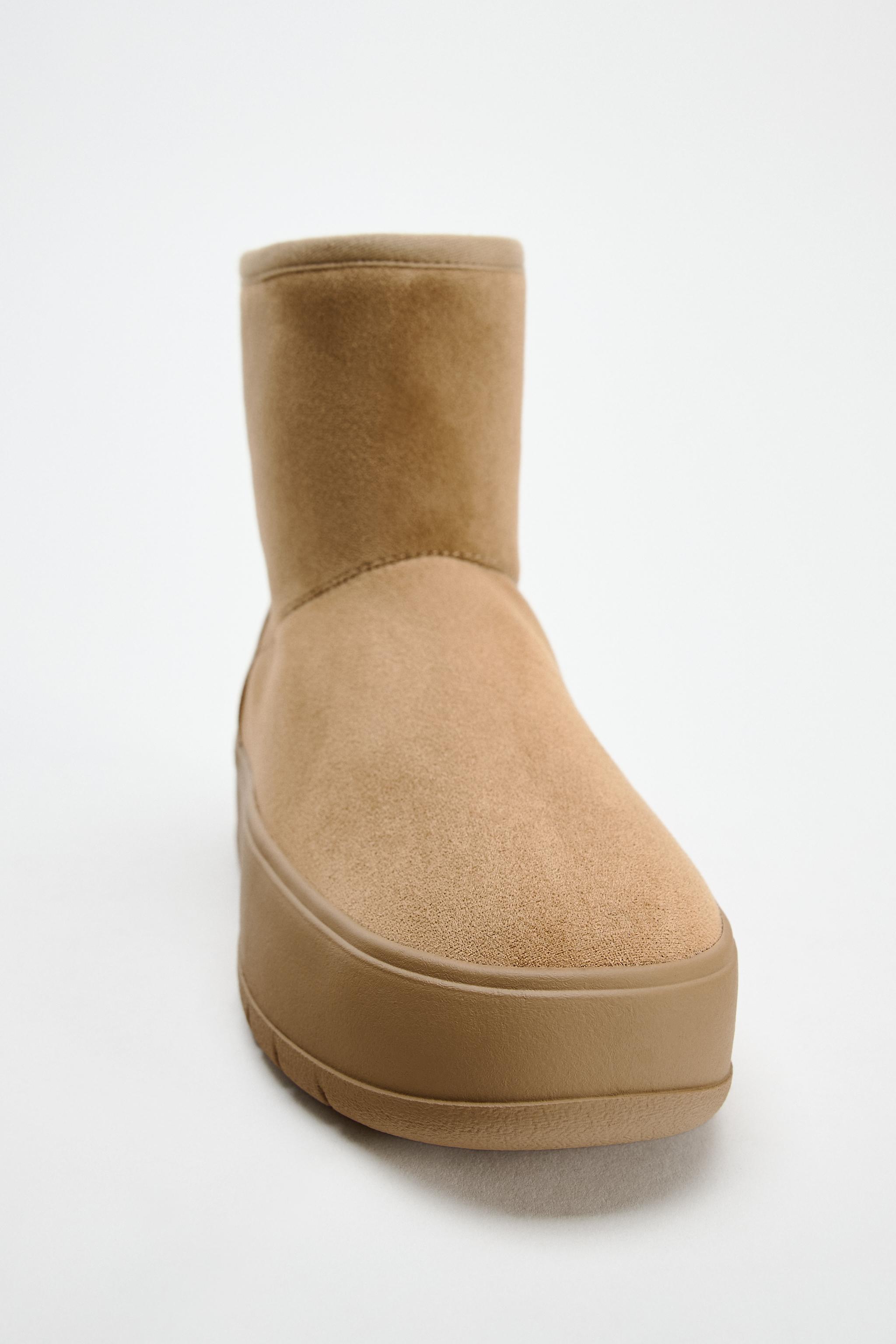 FAUX FUR PLATFORM ANKLE BOOTS