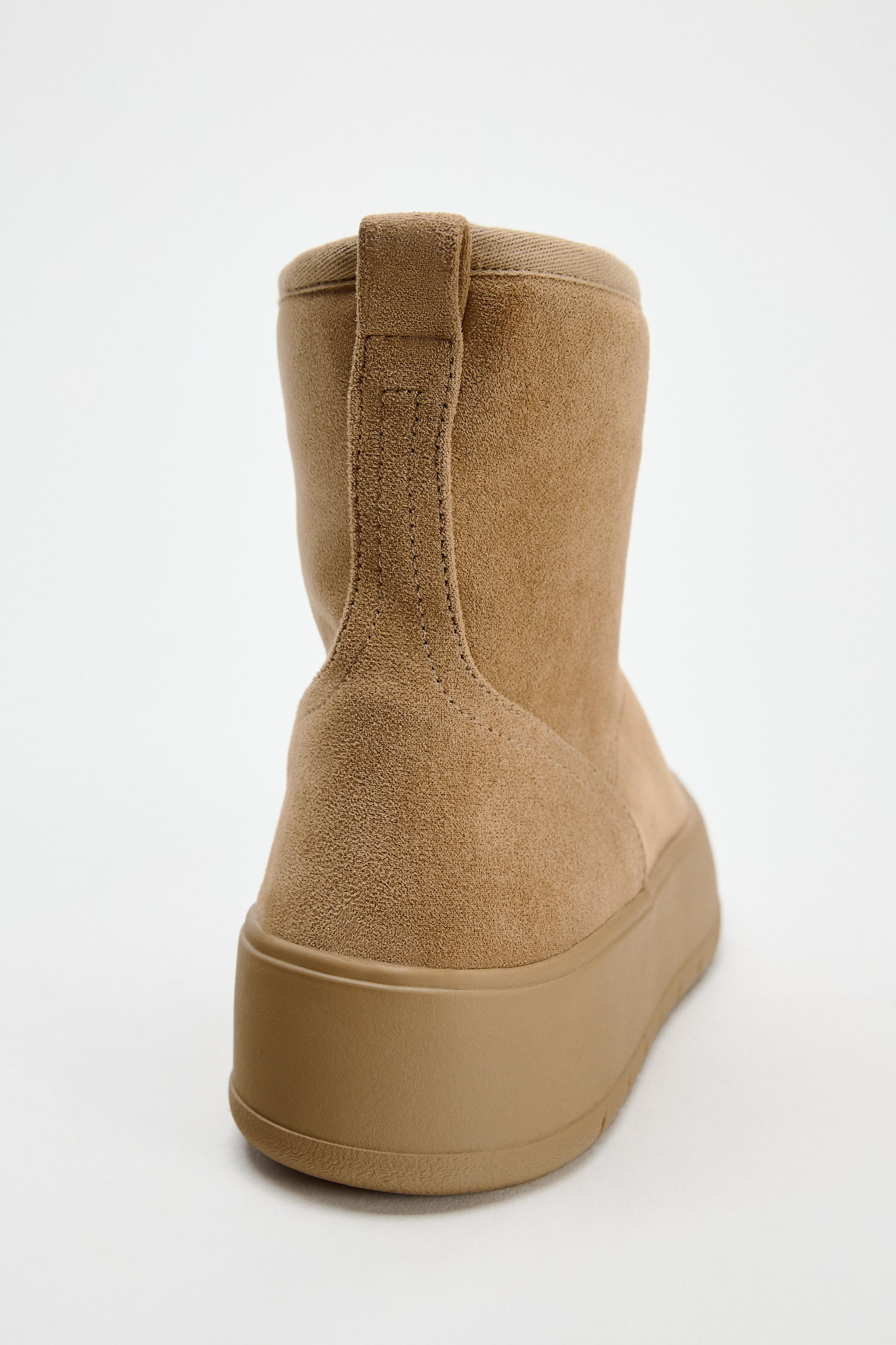 FAUX FUR PLATFORM ANKLE BOOTS