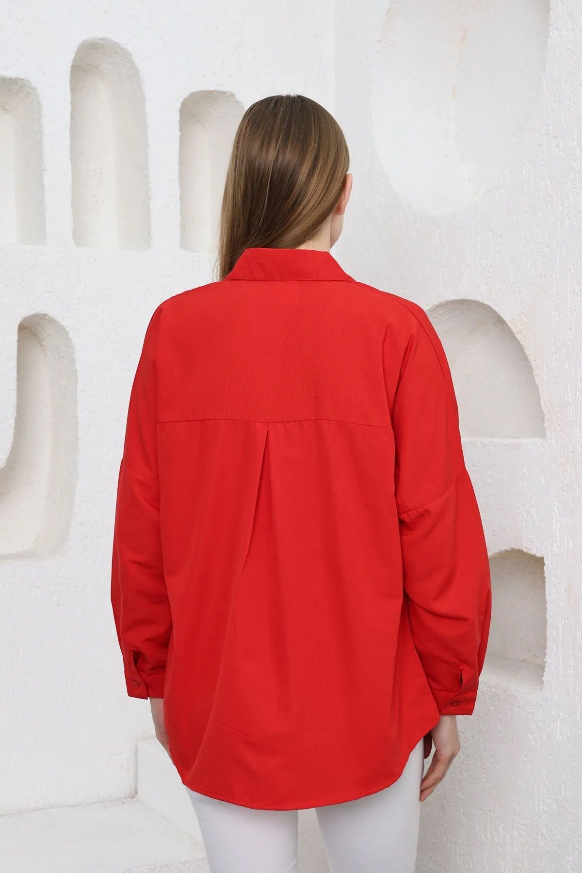YLZ OVERSİZE KADIN GÖMLEK - Oversize Uzun Basic Gö